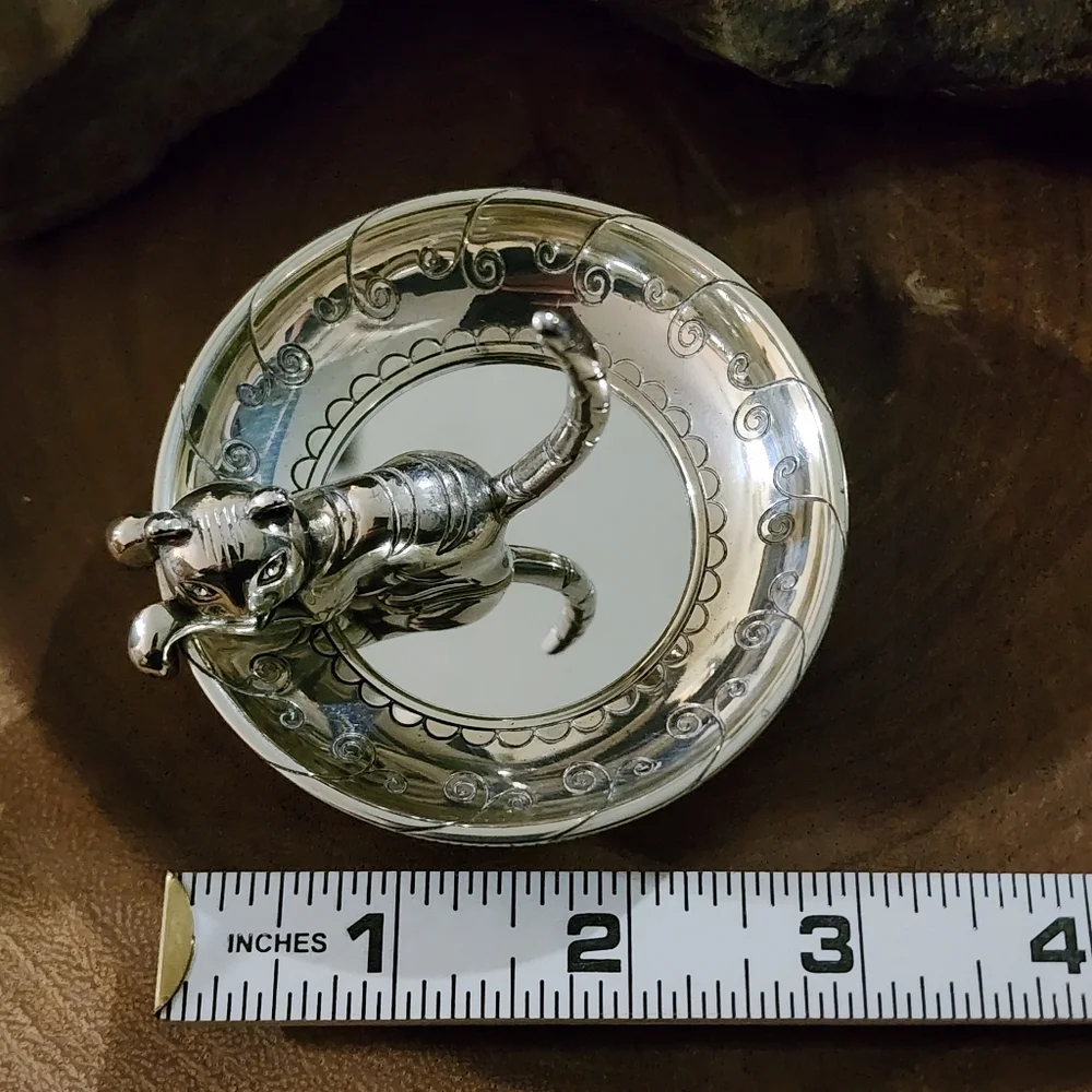 Brighton Silver Plated Kitty Kaddy Cat Trinket Ring Holder Dish